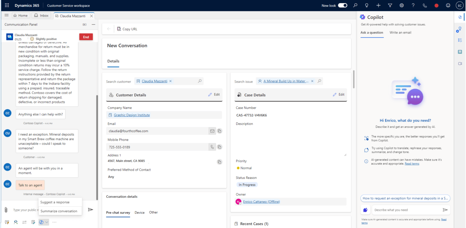 Dynamics 365 customer service app