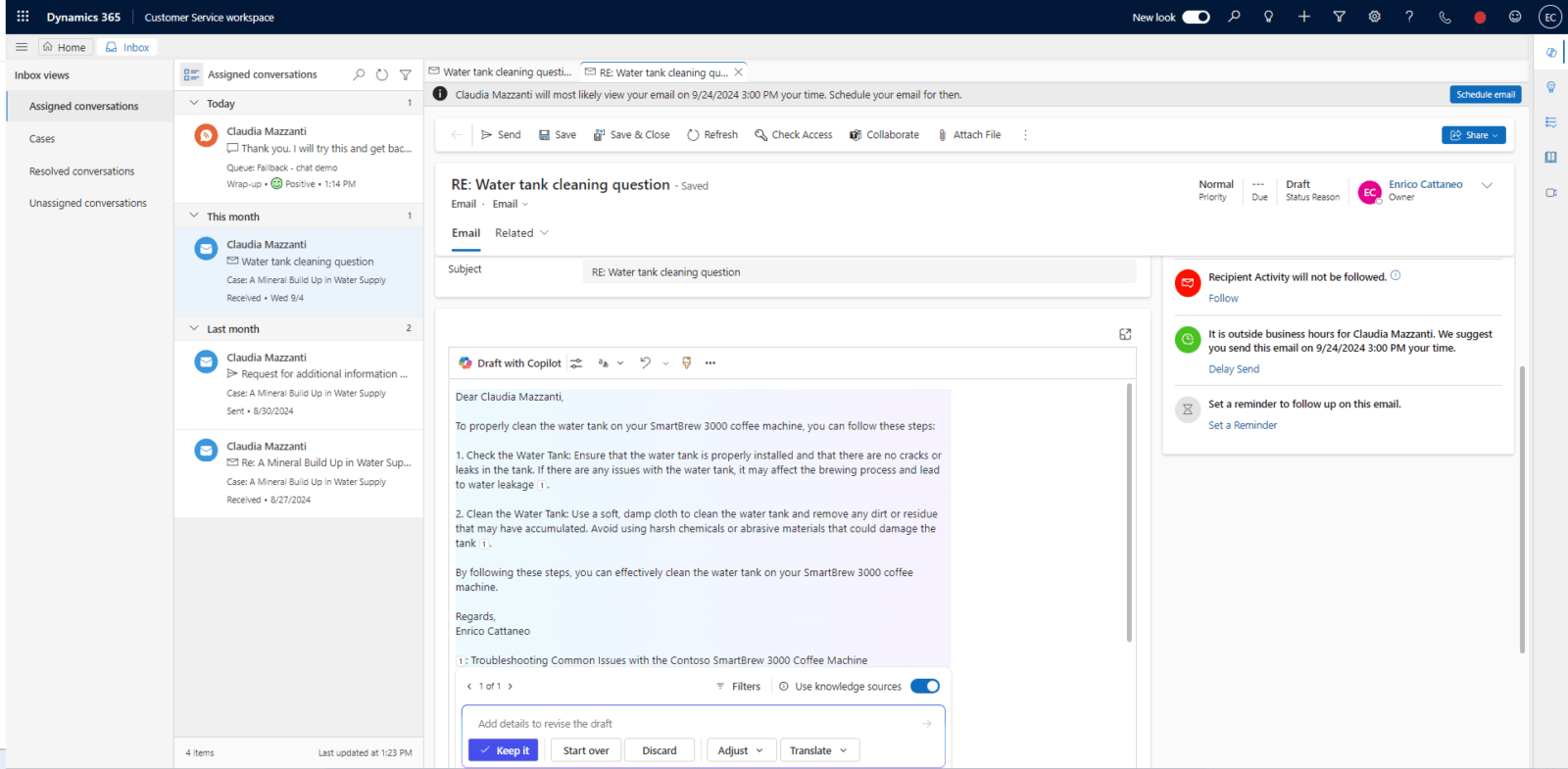 Dynamics 365 customer service app