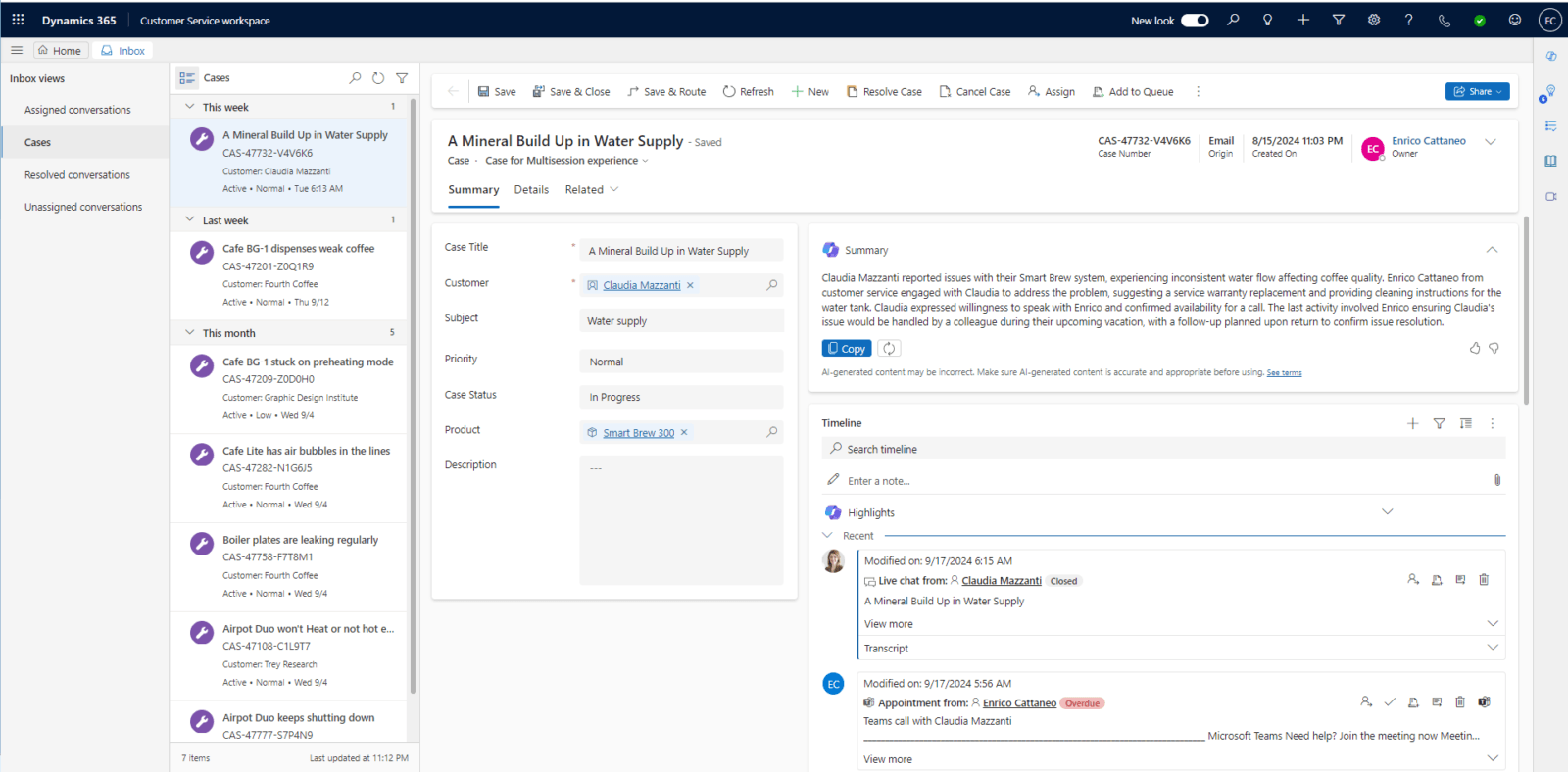 Dynamics 365 customer service app