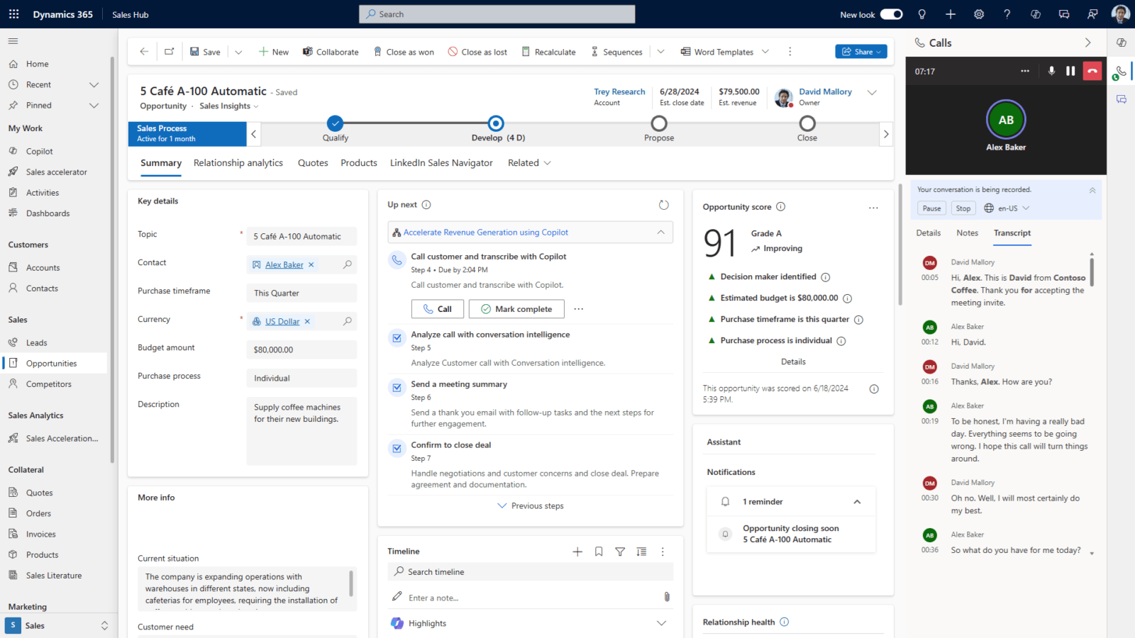 Dynamics 365 Sales Opportunity form